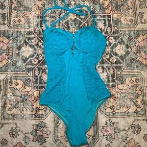 Gorgeous teal Nanette Lepore one-piece swim